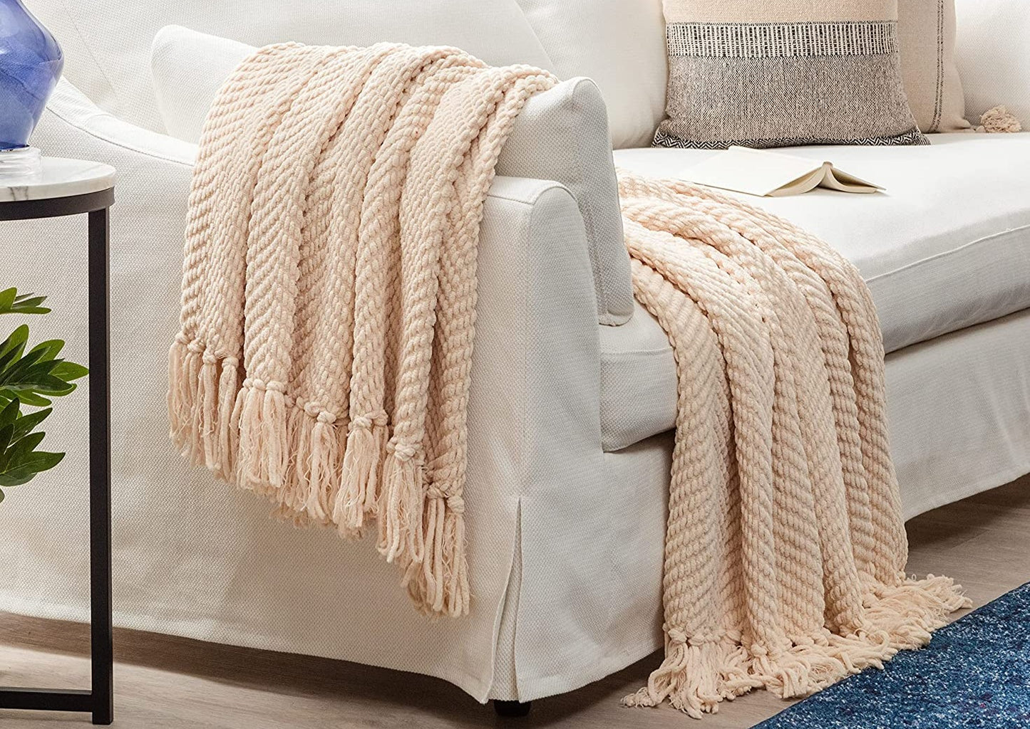 Colcha con textura humo blanco