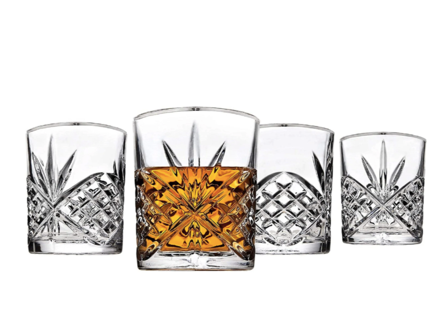 Vasos old fashion - borde platino 4pz