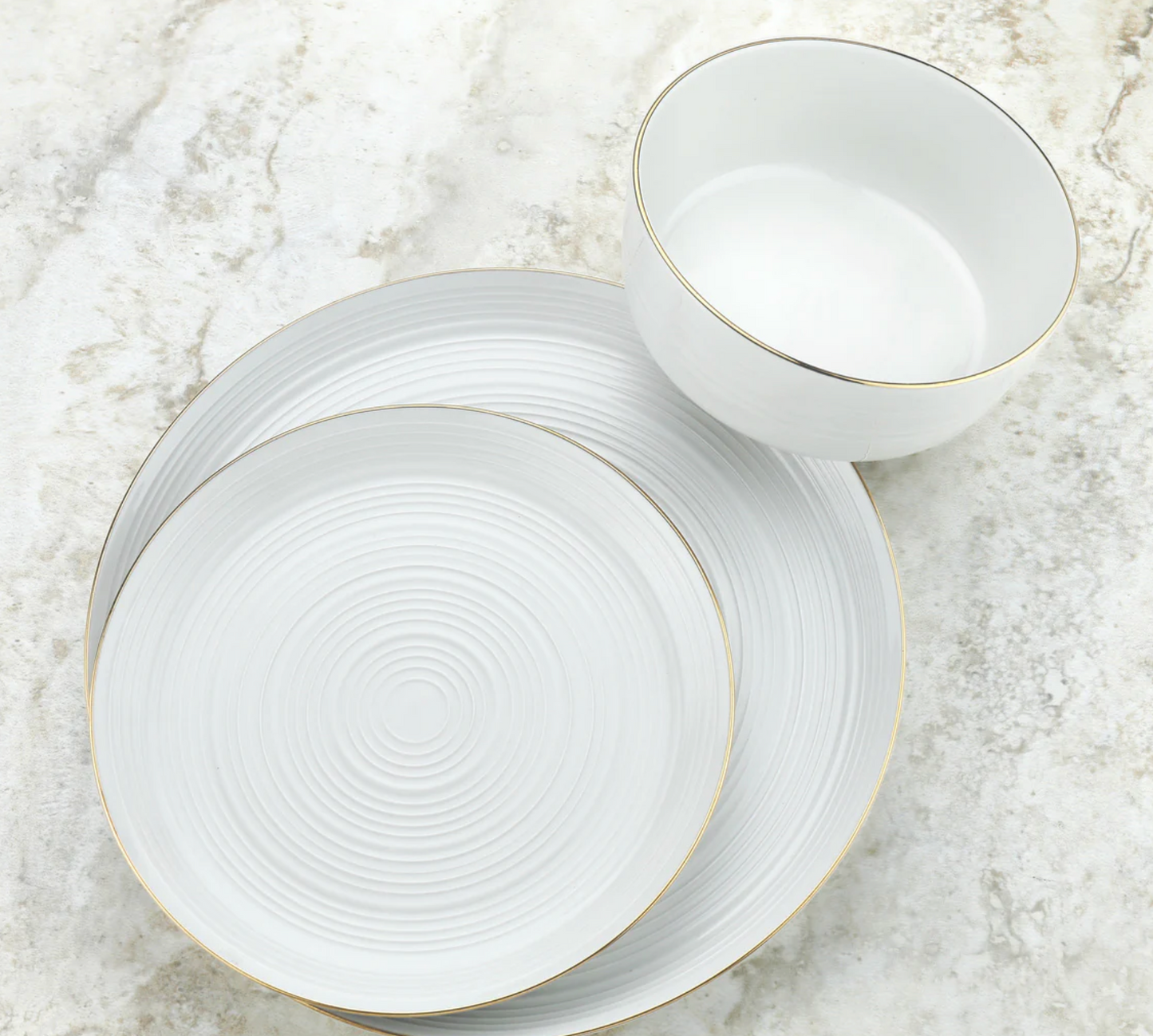 Vajilla Linear Porcelain Gold Rim 12 pz para 4 p