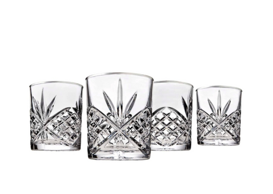 Vasos old fashion - borde platino 4pz