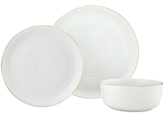 Vajilla Linear Porcelain Gold Rim 12 pz para 4 p