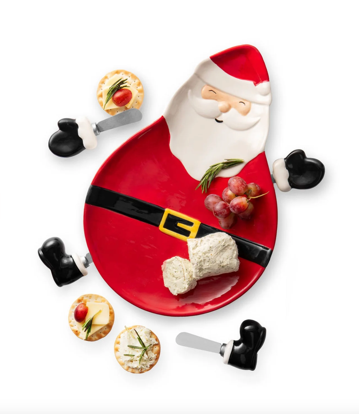 Santa Cheese Plate with 4 Spreaders