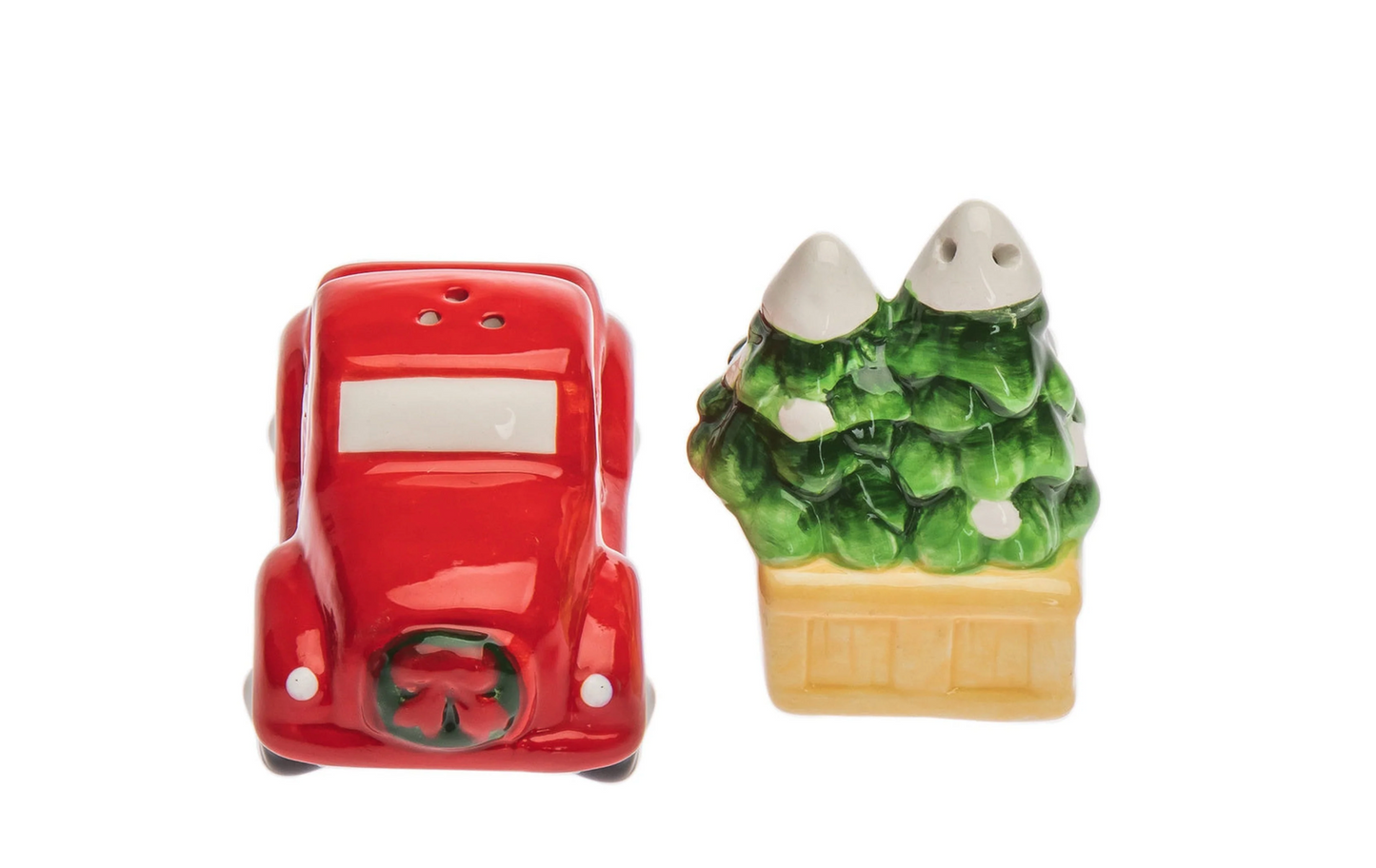 Christmas Pickup Truck Salt And Pepper Shaker Set