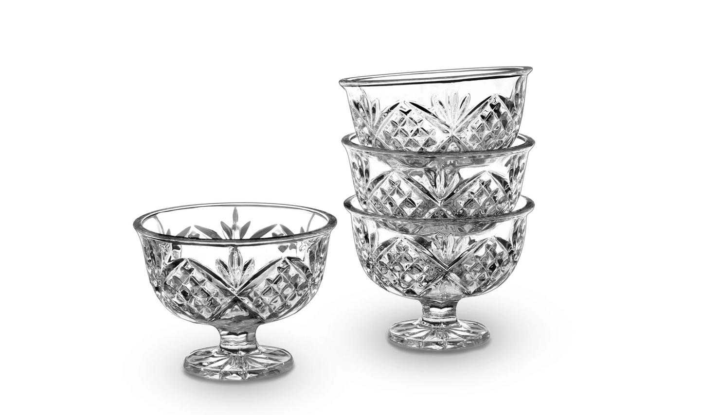 Dublin Crystal Ice Cream Bowl, Set of 4