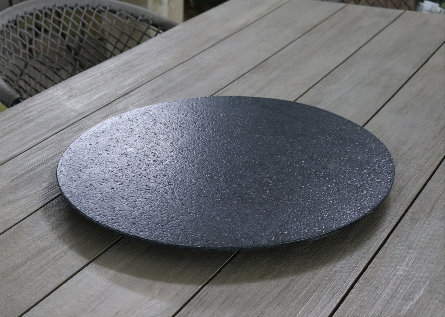 Lazy Susan Granito Negro leather 50 cms